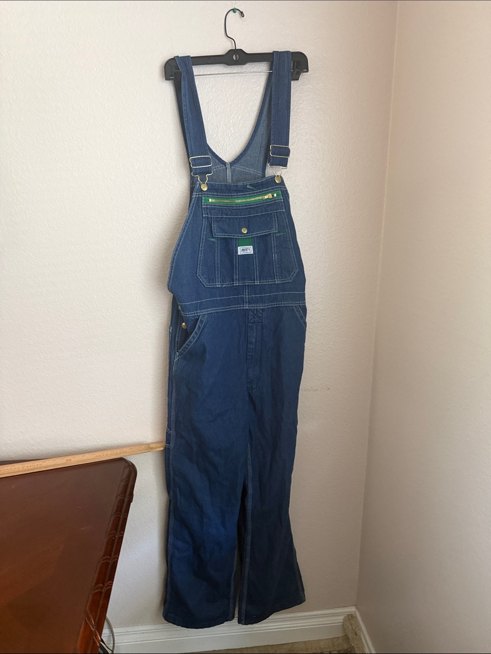Free People vintage liberty Blue Denim Overalls Sz 34x30 Anna Corinna - Picture 4 of 10